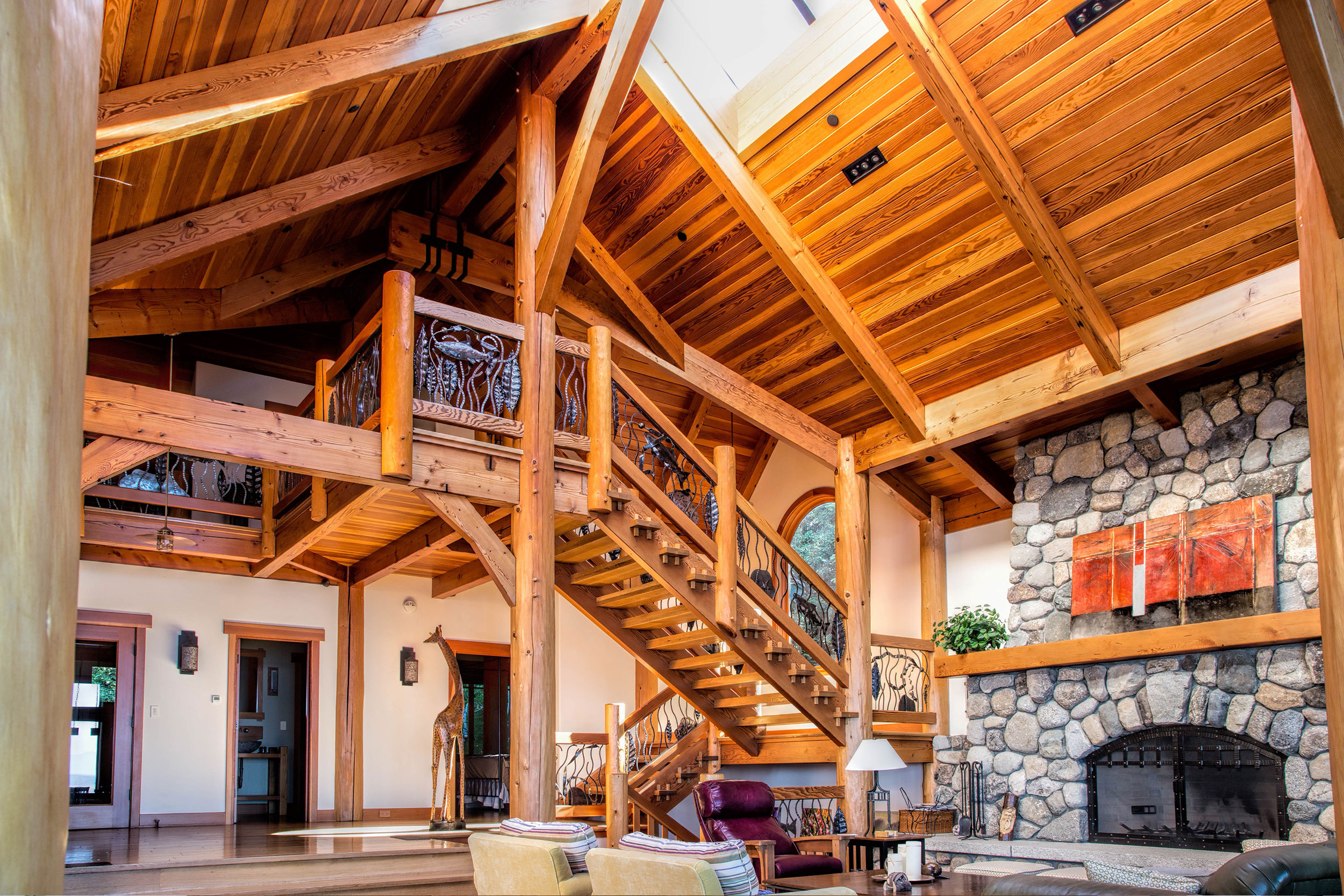 fireplace tall ceilings